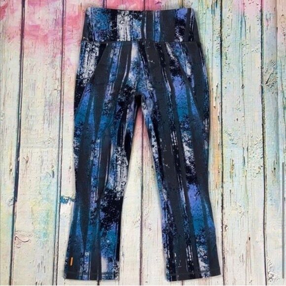 Lucy Blue Multi Woods Hatha Capri Leggings Small - Picture 5 of 7